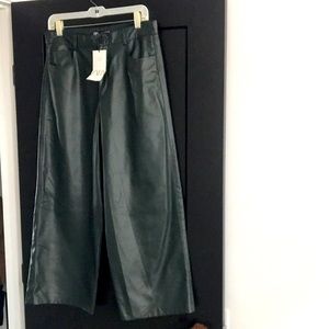 zara vegan leather wide leg pants, size large (8-10)